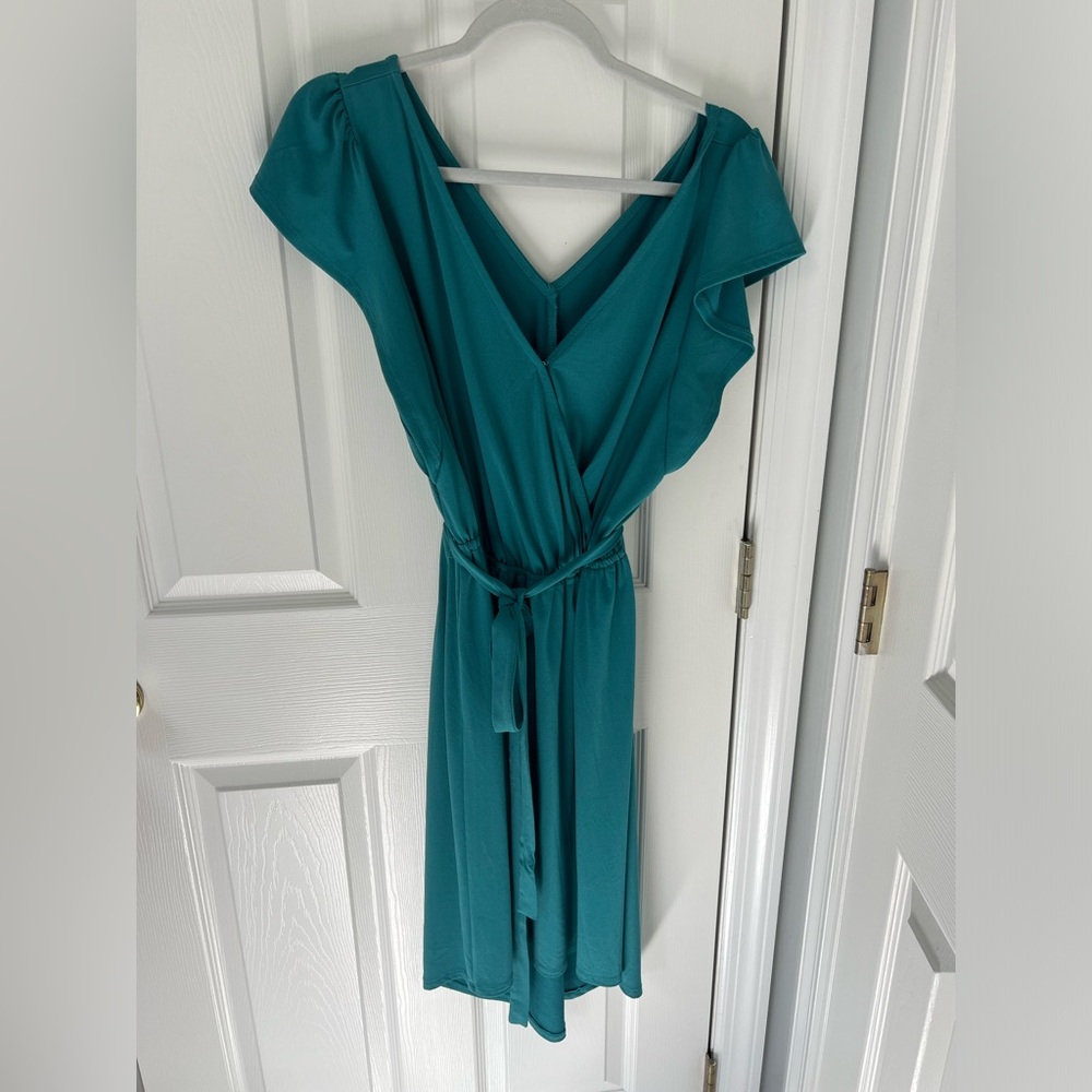 Ava & Viv X teal wrap dress flutter sleeves